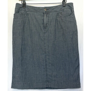 Coldwater Creek Chambray Denim‎ Skirt Size 10 Preppy Coastal Lightweight Casual